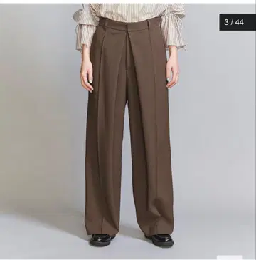 BEAUTY&YOUTH 프론트 턱 와이드 팬츠 브라운