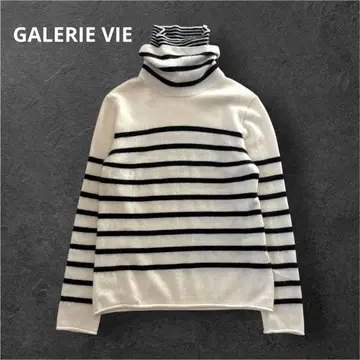 갤러리 바이 스코틀랜드 캐시미어 터틀넥 풀오버 보더