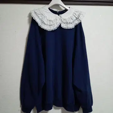 캔디 스트리퍼 네이비 레이스 빅 옷깃 트레이닝복 루즈핏