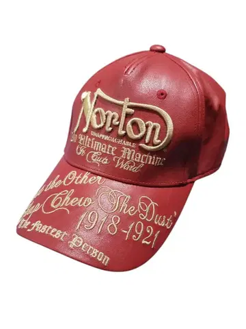 Norton 인조 가죽 자수 캡 모자
