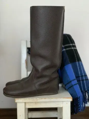 37 Koos 롱 부츠 23.5 마사키 주름 가죽 천연 가죽 리얼 가죽