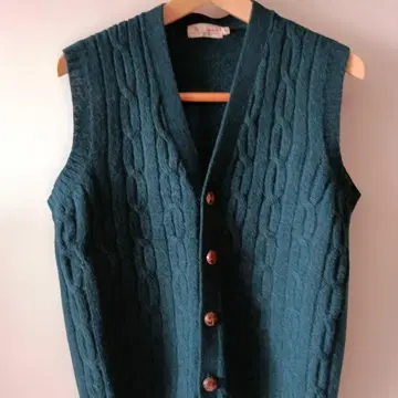 버트 얀쉬 다크 그린 케이블 니트 베스트