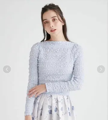 셀포드 크롭 셔링 블라우스 색스 블루