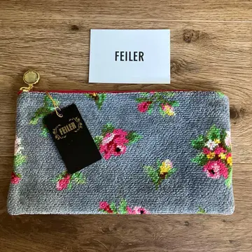 새상품 FEILER 플라워 무늬 파우치 그레이 일본제