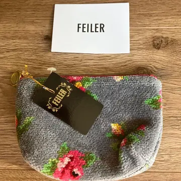 새상품 FEILER 꽃무늬 파우치 그레이 일본제