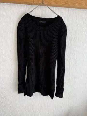 블랙 울 리브 스웨터 긴팔