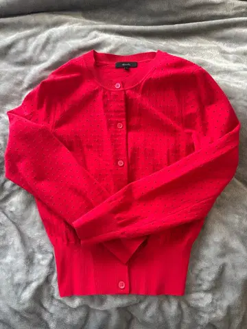 [ 새상품급 ] allureville 빨간색 도트 무늬 긴팔 가디건