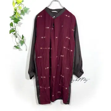 멜베이유 아쉬 튜닉 보르도 이소재 울 혼방 바이컬러 도트