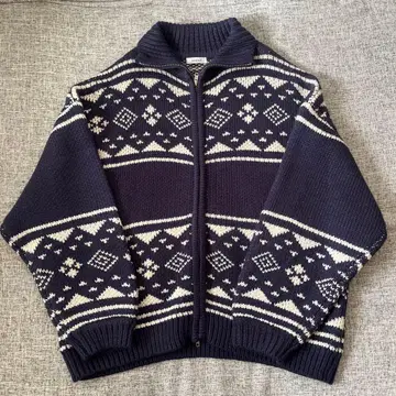 ONCILY 집업 니트 스웨터 L 네이비/화이트