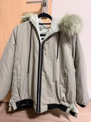 한국 스타일 그린 퍼 포함 다운 자켓