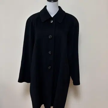 캐시미어 100% LASERAVE 블랙 버튼 롱 코트