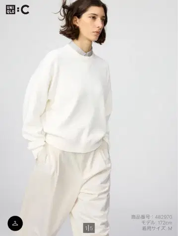 유니클로 스무스 코튼 크루넥 스웨터 화이트 L