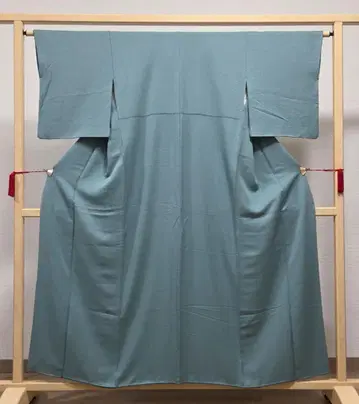 A5 심플한 디자인 그린 이중 기모노 순수 실크 이로무지 기모노 K70