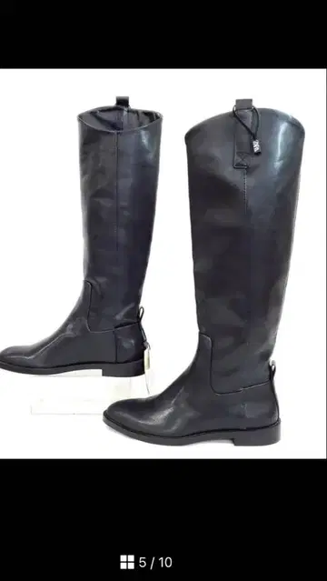 자라 택 포함 새상품 가죽 롱 부츠 스틸레토 EU35 블랙