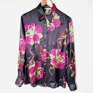 살바토레 페라가모 꽃무늬 플라워 실크 셔츠 이탈리아제