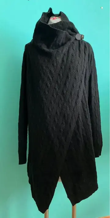 랄프 로렌 케이블 니트 판초 가디건 소가죽 벨트 L 사이즈