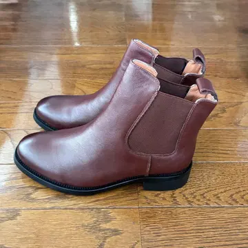 여성용 가죽 사이드 고어 부츠 브라운 24cm