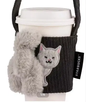 [ 새상품 ] 대만 스타벅스 한정판 고양이 드링크 홀더 / 그레이 고양이