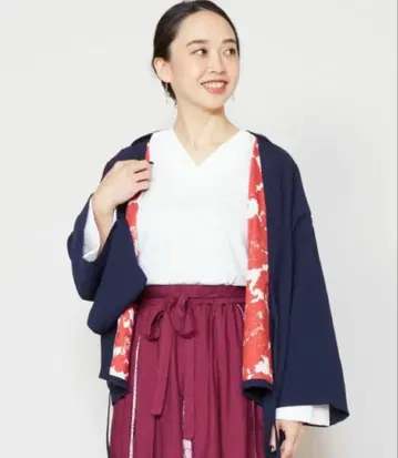 와모노야 카야 사계절의 봄바람 하치카케 겉옷 네이비 짧은 기장