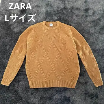 ZARA 베이지 다이아몬드 무늬 니트 스웨터 아가일 무늬