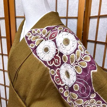 순수 실크 크레이프 원단 츠지 가 꽃 부착