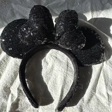 블랙 스팽글 미키 귀 머리띠 최신 모델