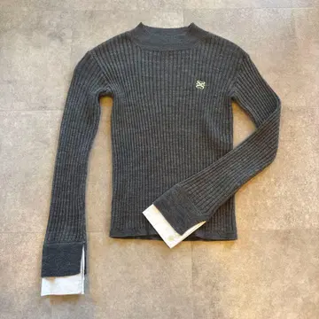 한국 브랜드 SATUR 리브 긴팔 스웨터 다크 그레이
