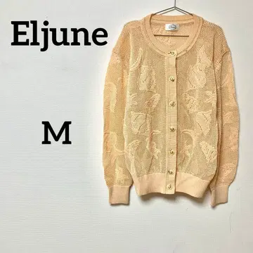 Eljune 엘준 꽃무늬 시스루 니트 가디건 베이지 계열