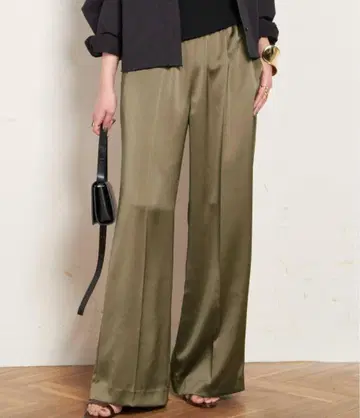 AP STUDIO 사틴 템플 온 와이드 팬츠 38 카키