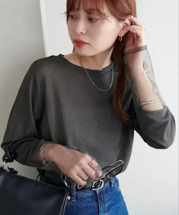 DISCOAT 시어 소매 절개 풀오버