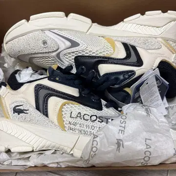 LACOSTE 메쉬 스니커즈 화이트/네이비