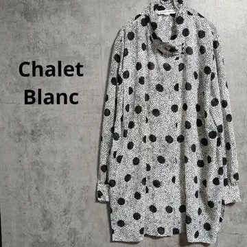 샤레 블랑 쉬폰 블라우스 도트 무늬 튜닉 시어 레이어드 M