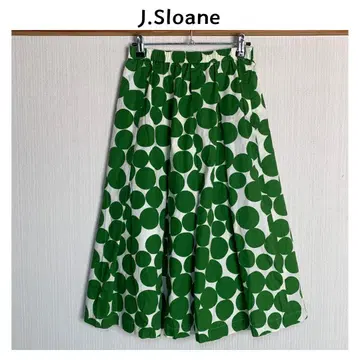 새상품급 제이스로우안 그린 도트 플레어 스커트 일본제 허리밴딩