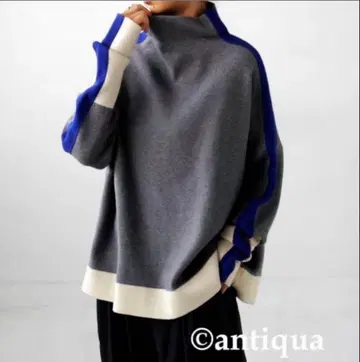 안티카 패턴 토르소 더블 자카드 배색 니트 그레이