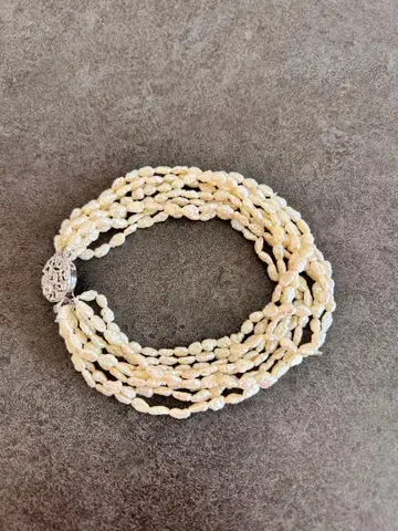 라이스펄 양귀비펄 팔찌 8연 진주 1216-9