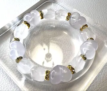 밀크 쿼츠 플로라이트 하트 팔찌