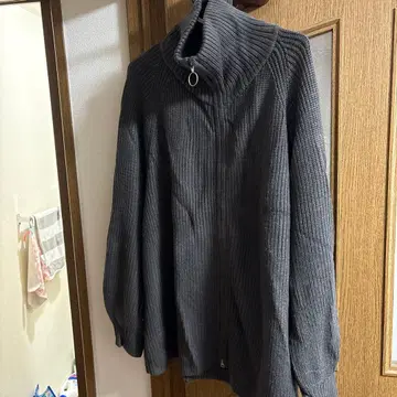 LEPSIM 7 게이지 배색 리브 ZIP 가디건