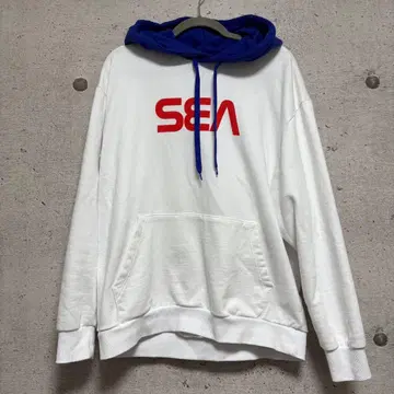 WIND AND SEA 풀오버 후드티 화이트/블루