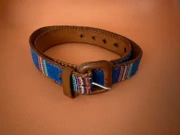 ARTESANIA 수제 패브릭 x 가죽 벨트 사이즈 32 에스닉 패턴