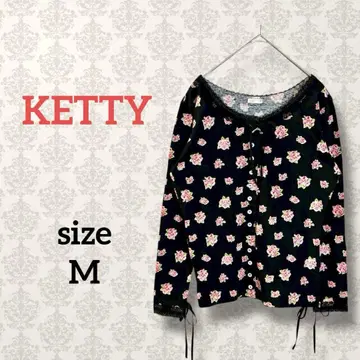 케티 [ M ] 꽃무늬 코튼 티셔츠 레이스 리본 걸리시 긴팔 겉옷