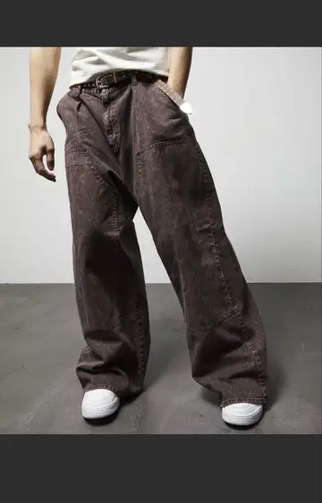 프릭스스토어 배기 데님 더블니