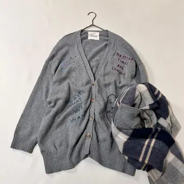 빅 사이즈 LL 펠리시모 MEDE 19F 자수 빅 니트 가디건