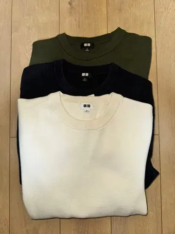 UNIQLO 워셔블 밀라노 리브 크루넥 스웨터 3개 묶음 판매