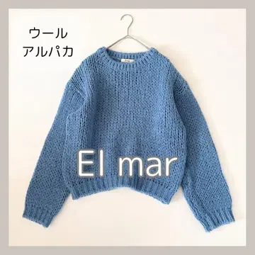 El mar 로우게이지 니트 울 알파카 혼방 블루 포근포근