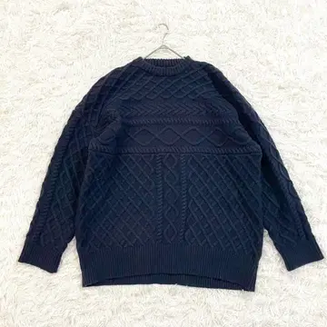셀렉모카 LOWRYS FARM 니트 스웨터 케이블 짜임 네이비