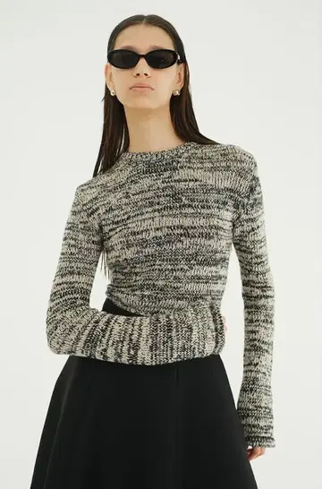 CLANE 코튼 쇼트 니트 탑스