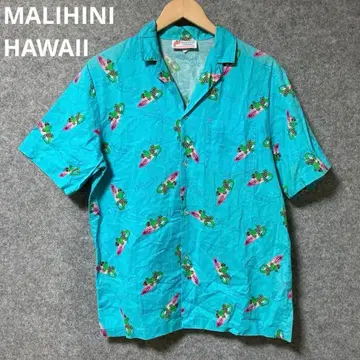 MALIHINIHAWAII 아로하 셔츠 스카이블루 서핑보드 도마뱀