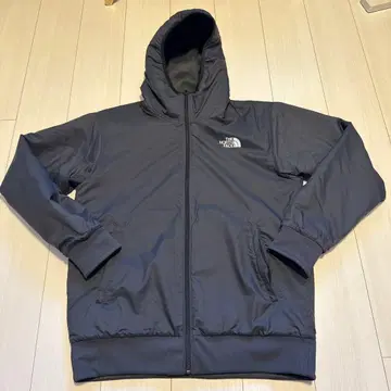 더 노스페이스 블랙/그레이 후드 부착 리버서블 자켓