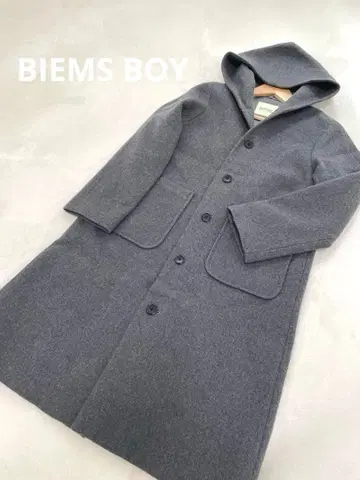 빔즈 보이 후드 부착 그레이 울 롱 코트