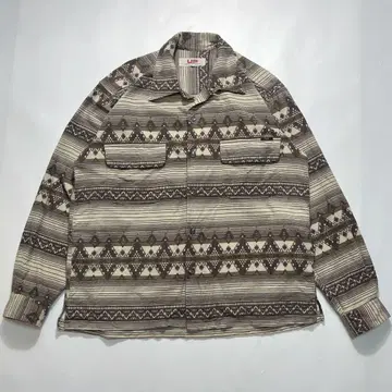 80s 빈티지 프린트 플란넬 셔츠 네이티브 무늬 L 오픈 칼라 7209